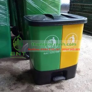 Thùng rác 2 ngăn chất liệu nhựa HDPE